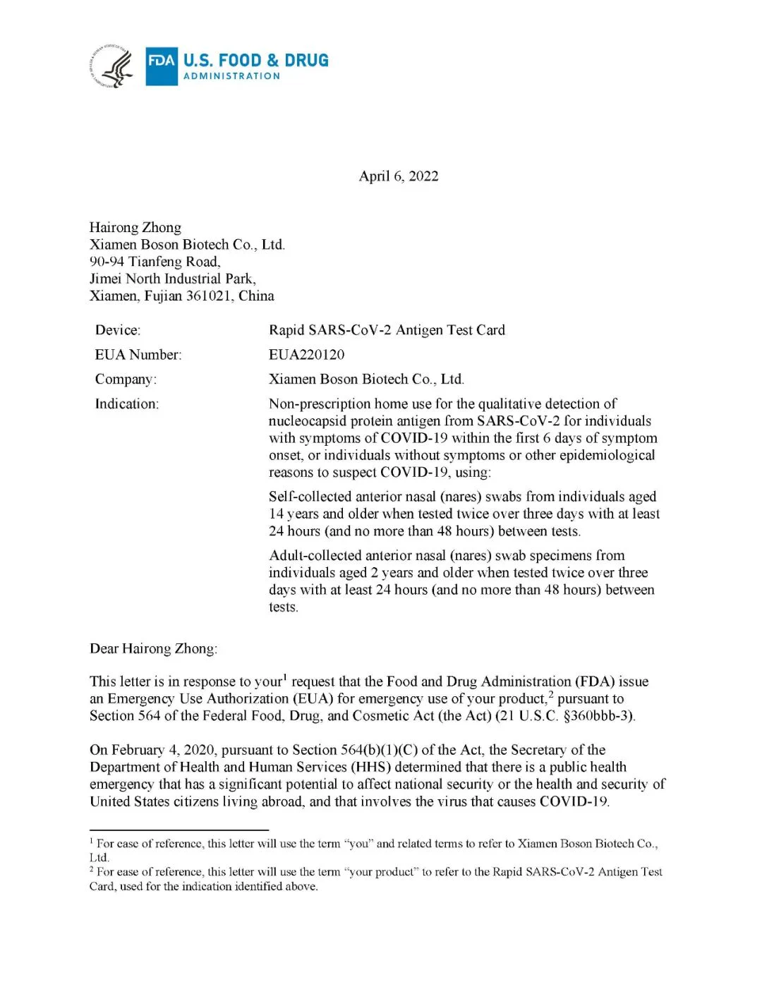 文章配图:中国厂商再获FDA EUA!美国提出将为制造商提供资金支持