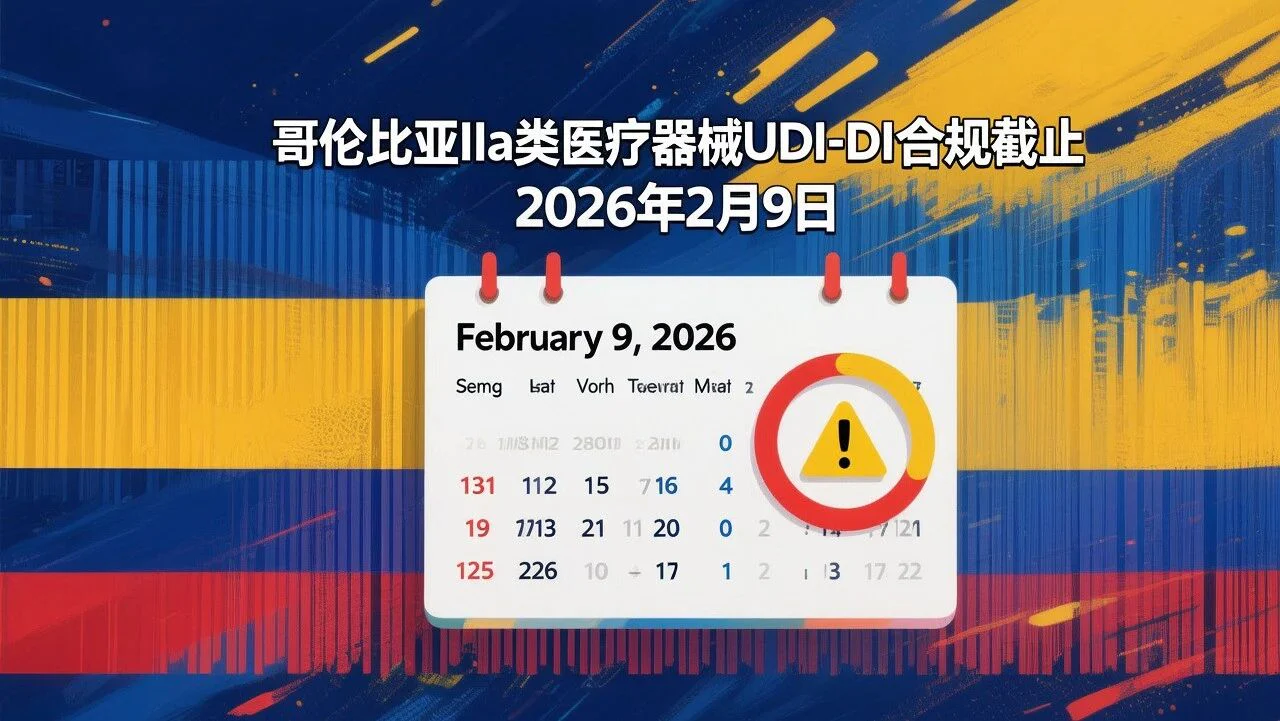 文章配图:哥伦比亚IIa类医疗器械UDI-DI合规期限2026年2月9日截止