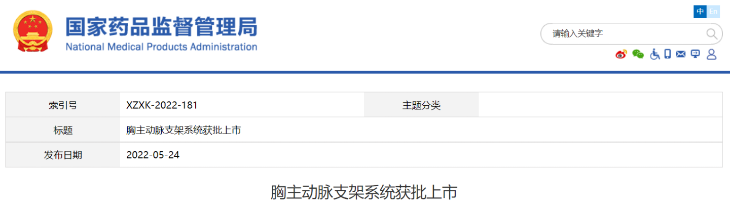 文章配图:NMPA|创新型器械审批:胸主动脉支架系统获批上市!