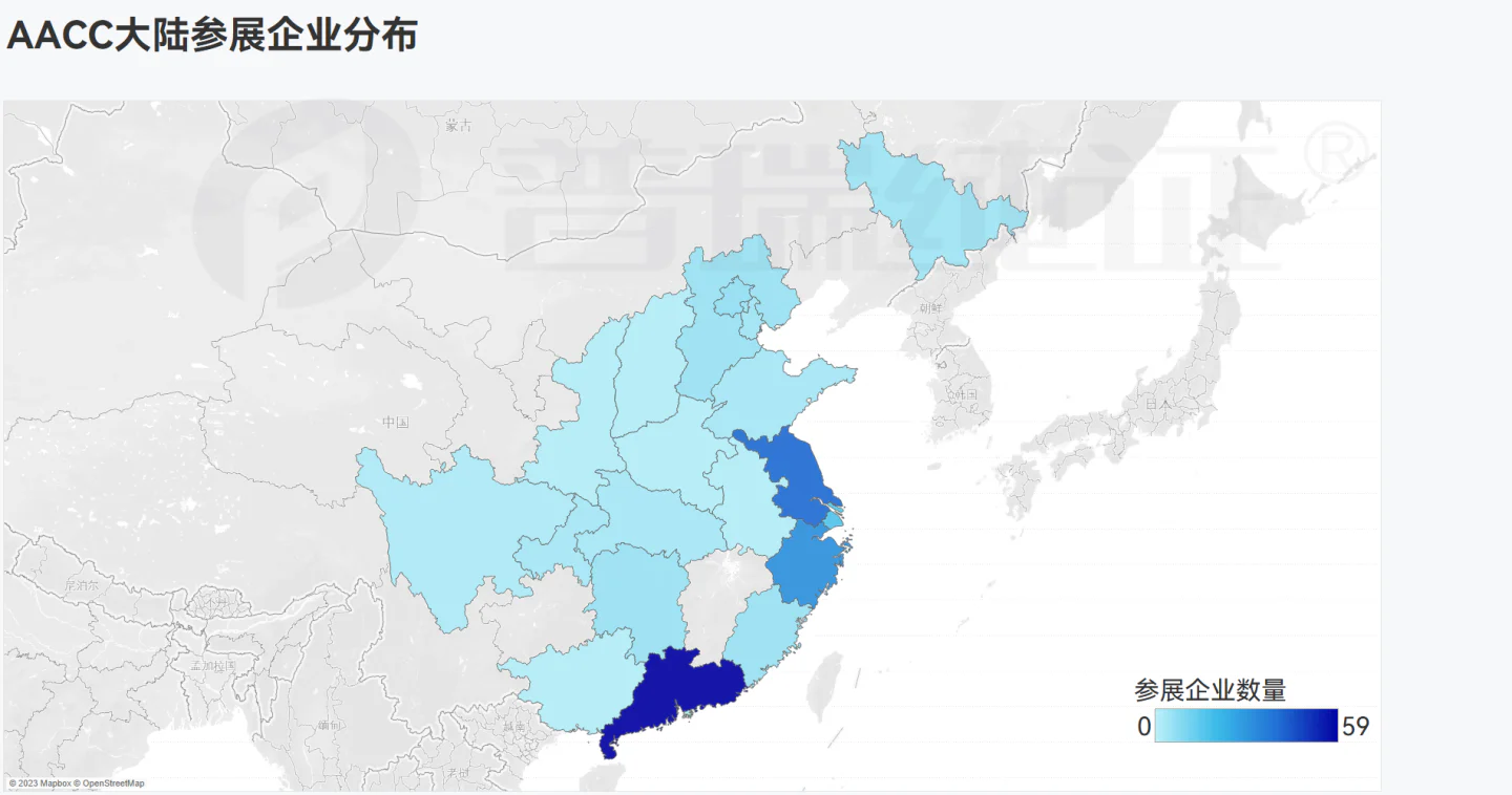 文章配图:数据观点 | 即将参加2023 AACC的大陆参展商海外布局如何?