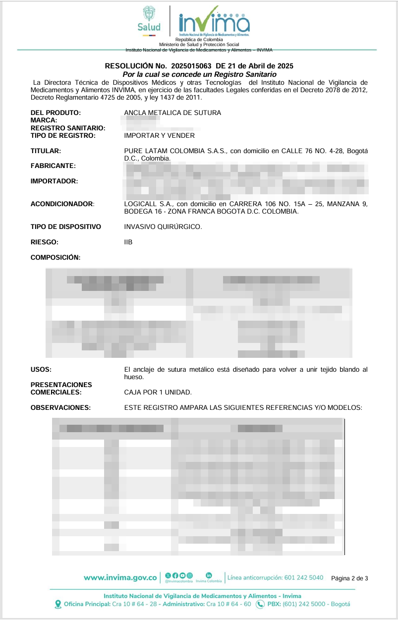 文章配图:普瑞纯证助力运动医学双产品获哥伦比亚Class IIb医疗器械认证