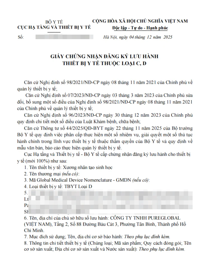 文章配图:越南Class D最高风险器械注册再传捷报,普瑞纯证助力客户的骨填充产品3个月闪电获批