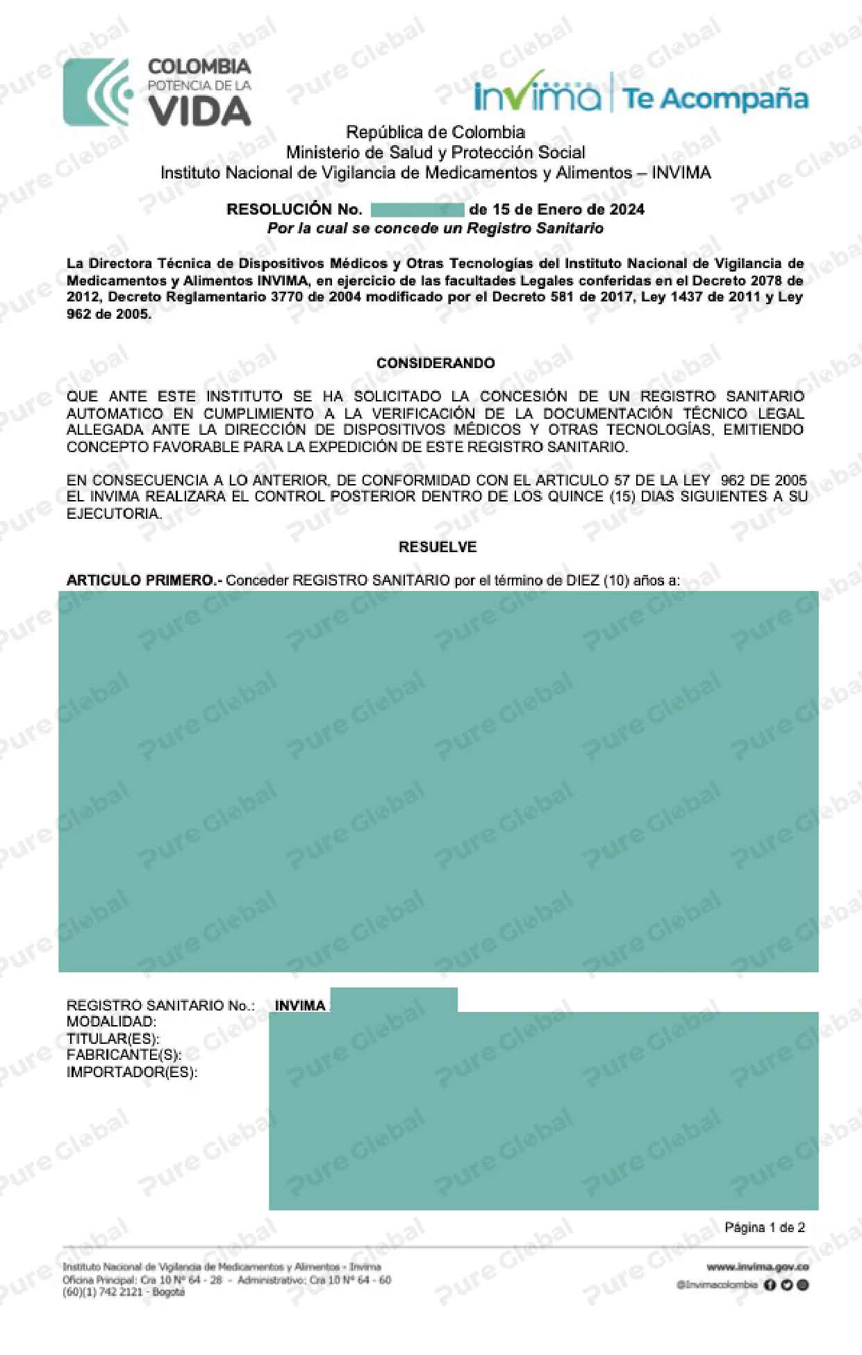 文章配图：Pure Global助力一口气拿下8张哥伦比亚证书！